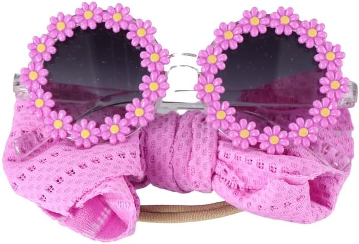 2Pcs/Set Pet Dog Bow Headband Sunflower Sunglasses Cute Summer Beach