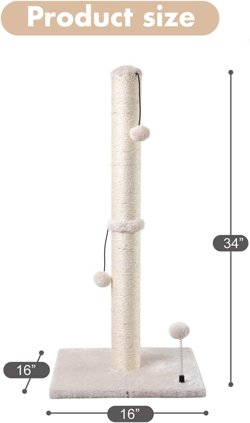 MECOOL 34” Tall Cat Scratching Post Premium Basics Kitten Scratcher