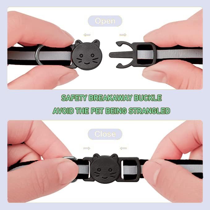 2 Pack Cat Collars Quick Release Reflective Kitten Collar with Bell