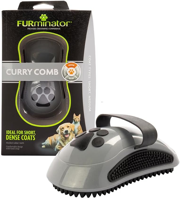 FURminator Curry Comb Grooming Brush for Short and Medium Coats