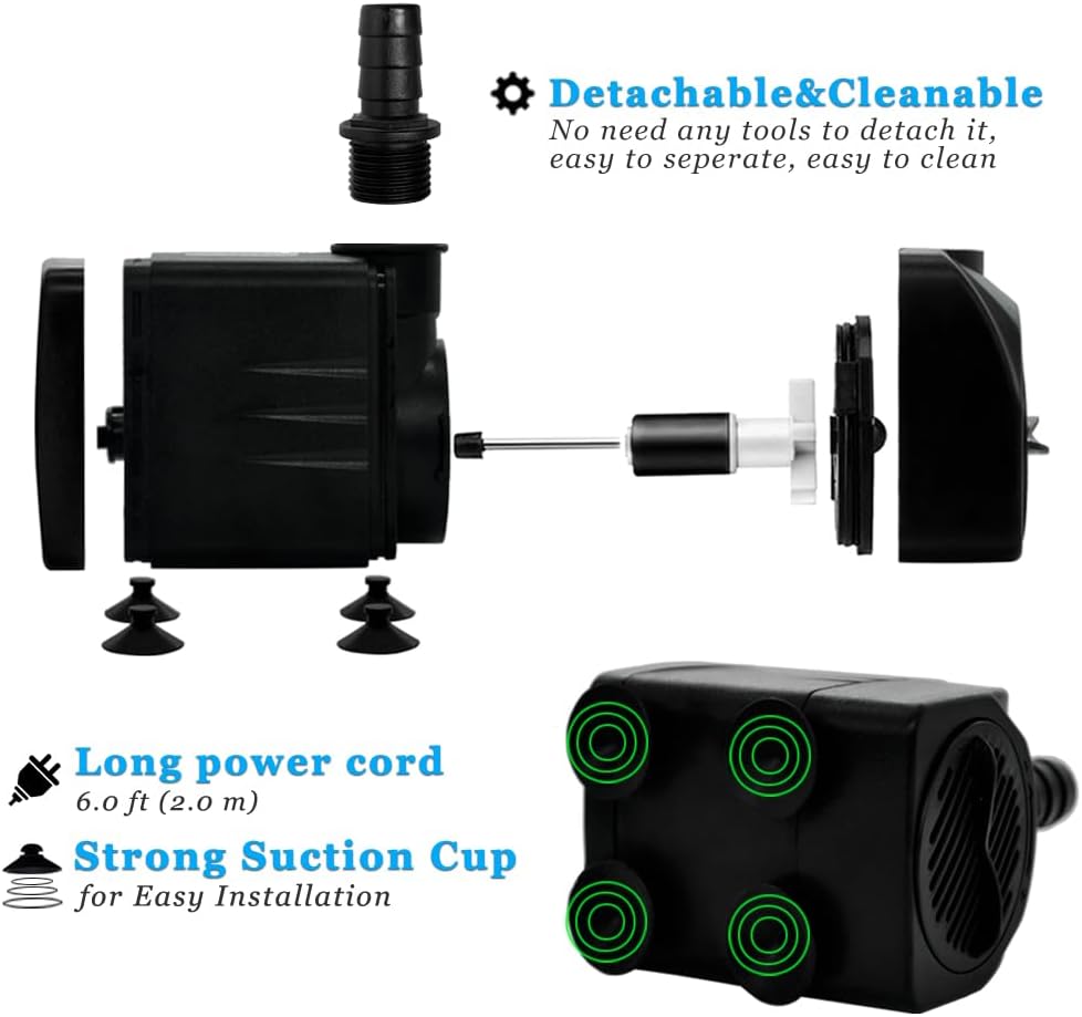 PULACO 400GPH Submersible Pump with 5 ft Tubing