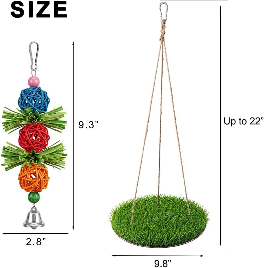 Bird Toys Bird Swing with Grass Platform Wooden Perch Stand