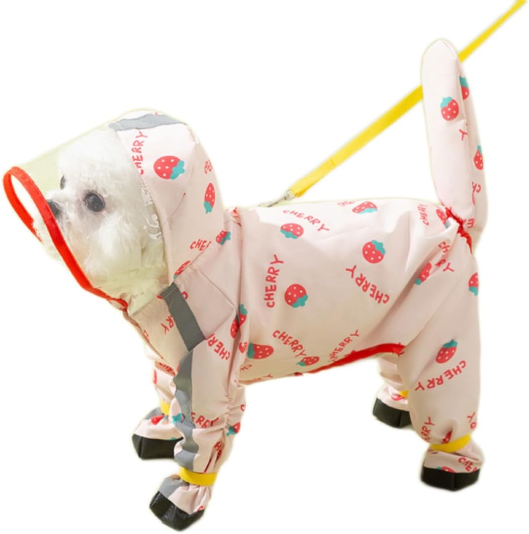 Waterproof Dog Raincoat,Full Coverage 4 Legs Dog Rain Jacket