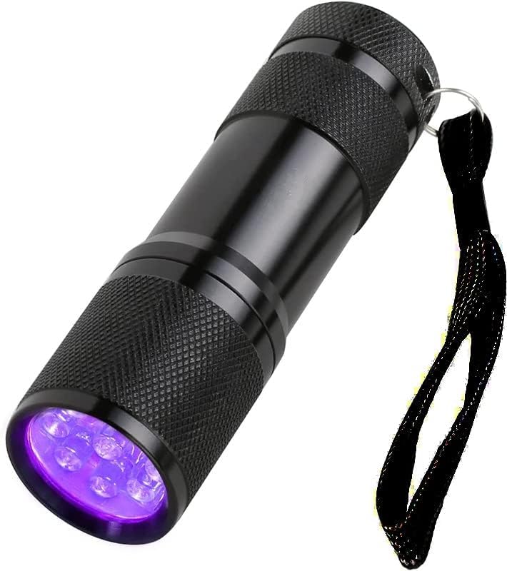Black Light Flashlight Mini 9 LED 395nm UV Flashlight for Pet Urine