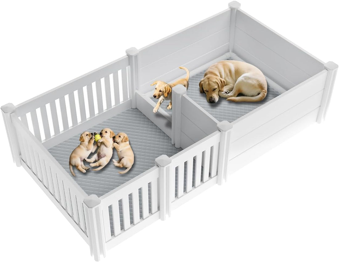 Whelping Box for Dogs, Puppies, with Pig Rails Washable Pad