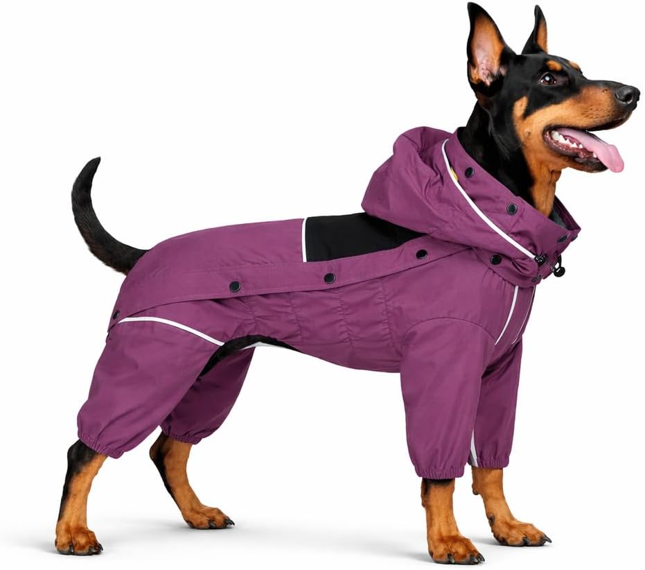 LOVELONGLONG Waterproof Dog Raincoat with Removable Hood