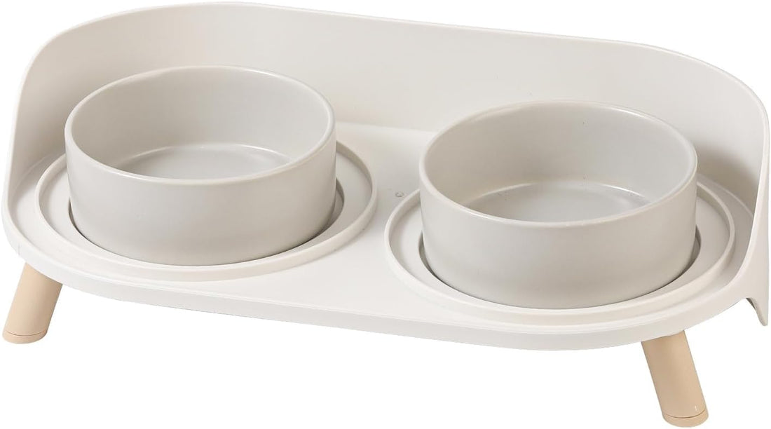 Elevated Ceramic Pet Bowl Set with Stand & Splash Guard