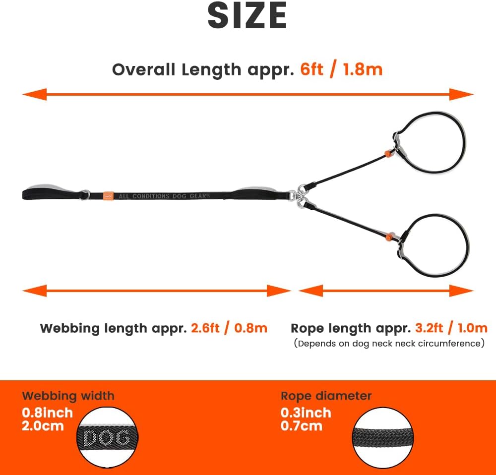 Howgo Double Slip Leash Slip Lead with Two Handles| Dual Dog Slip