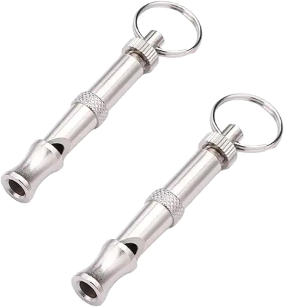 2Pcs Silver Adjustable Ultrasonic Dog Whistle,Portable Whistle Pet