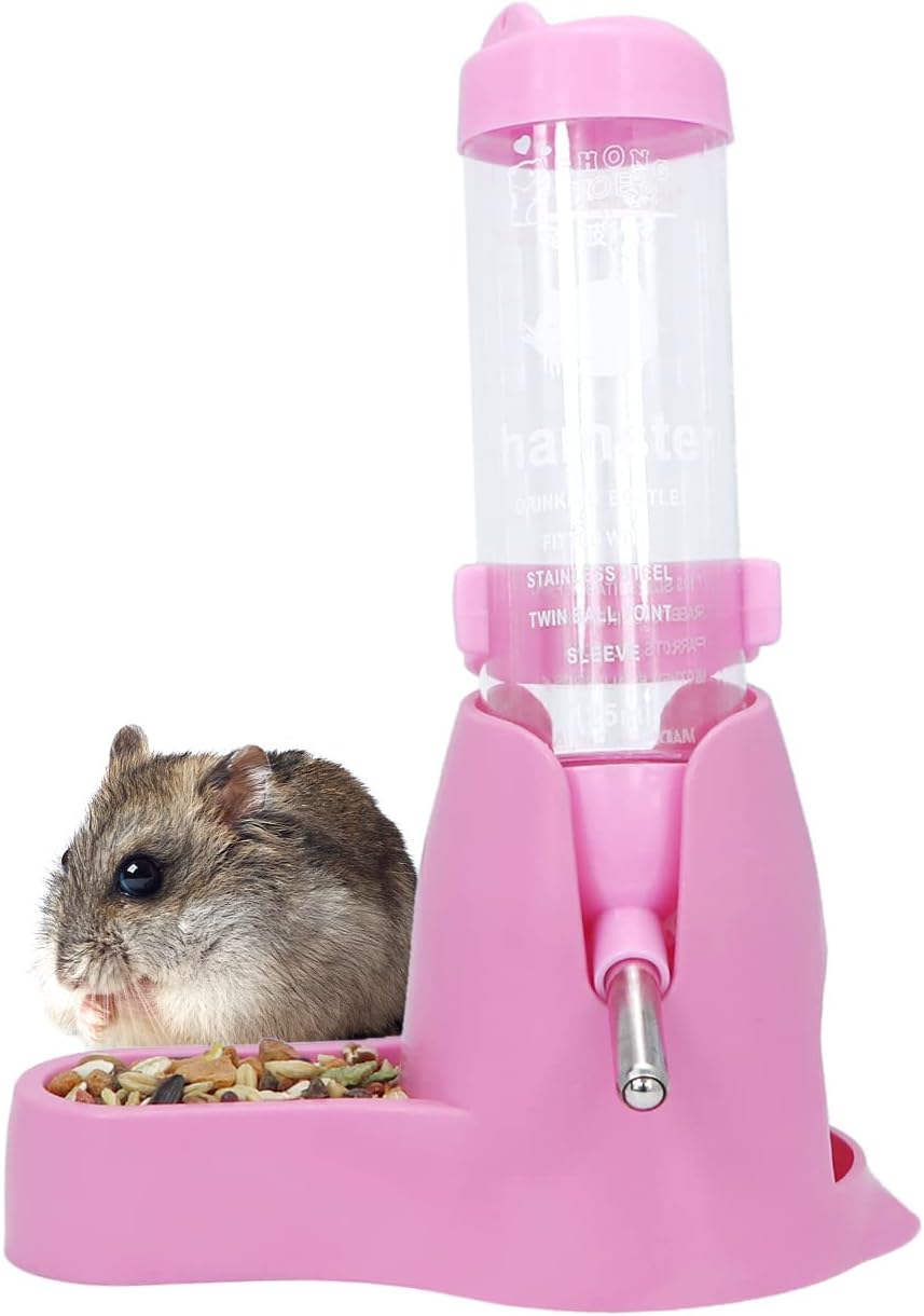 Wontee 3 in 1 Hamster Water Bottle with Food Bowl Hideout Base