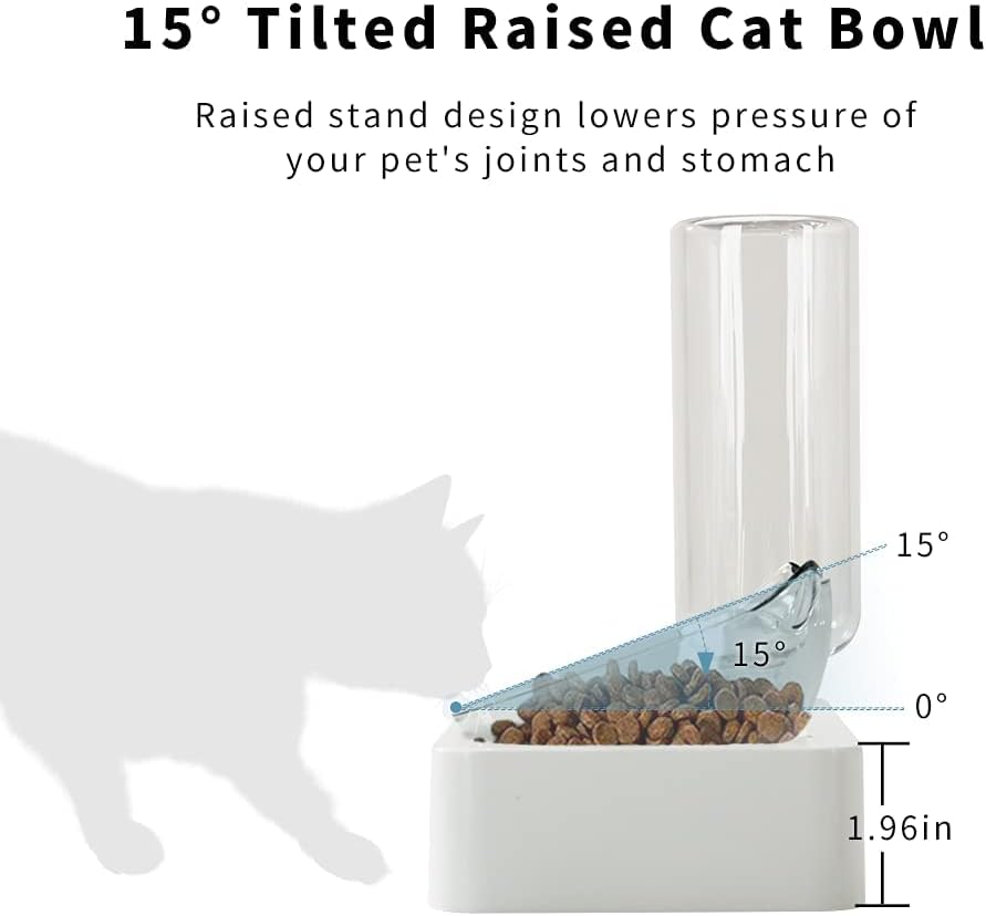 Marchul Double Elevated Dog Cat Bowl, Pets Water and Food Bowl Set