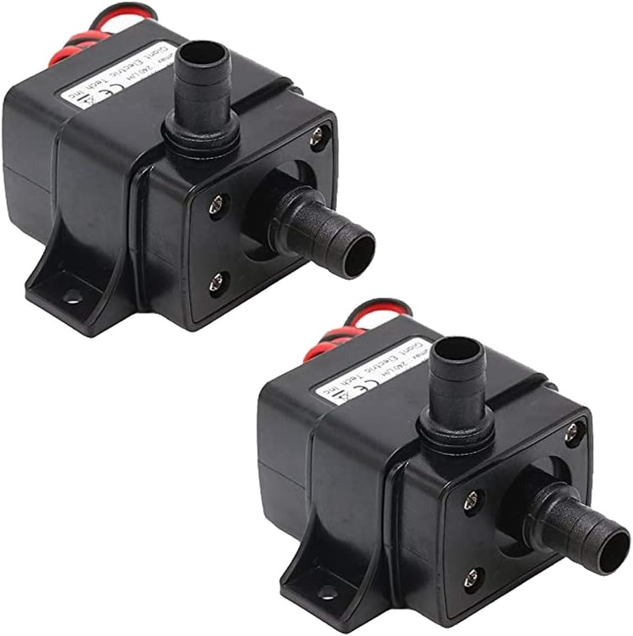 HiLetgo 2pcs Water Pump 240L/H DC 12V 4.2W Micro Brushless Pump 3M