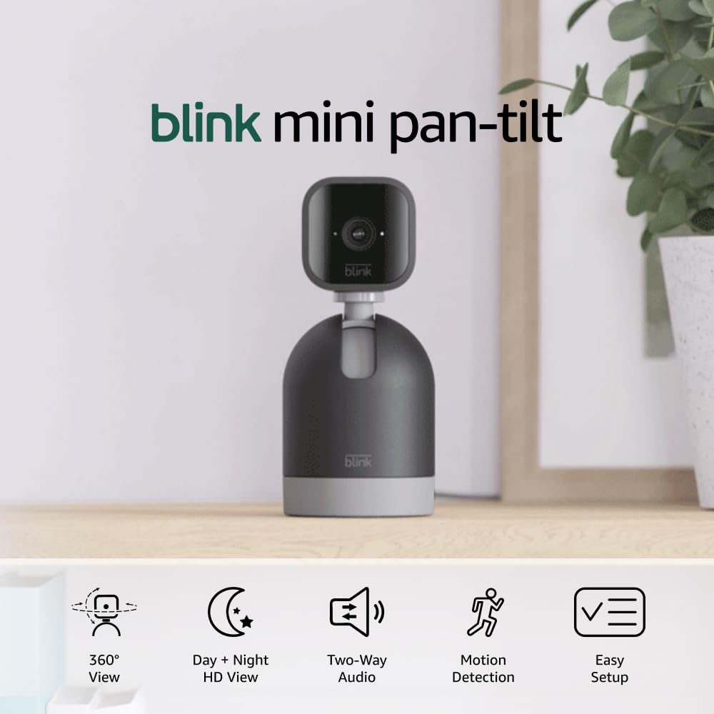 Blink Mini Pan-Tilt Camera, Rotating indoor plug-in smart security