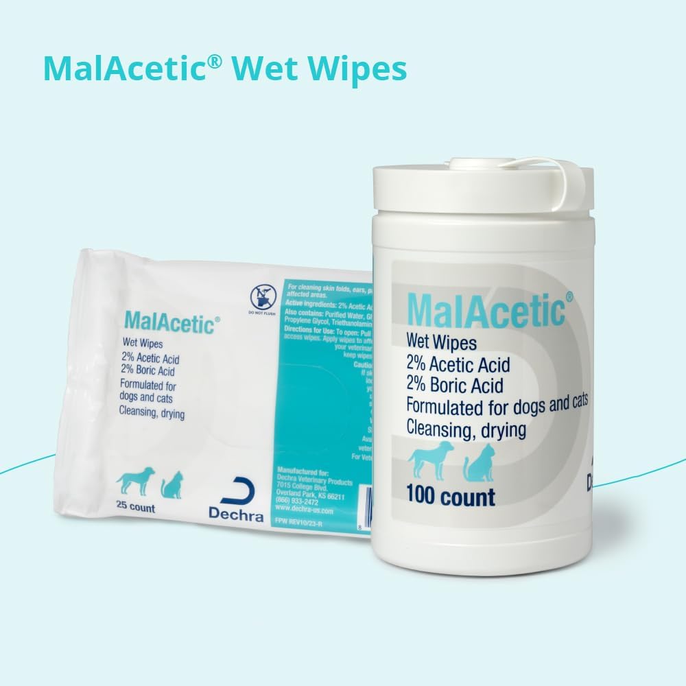 MalAcetic Wet Wipes for Dogs and Cats 25 Count