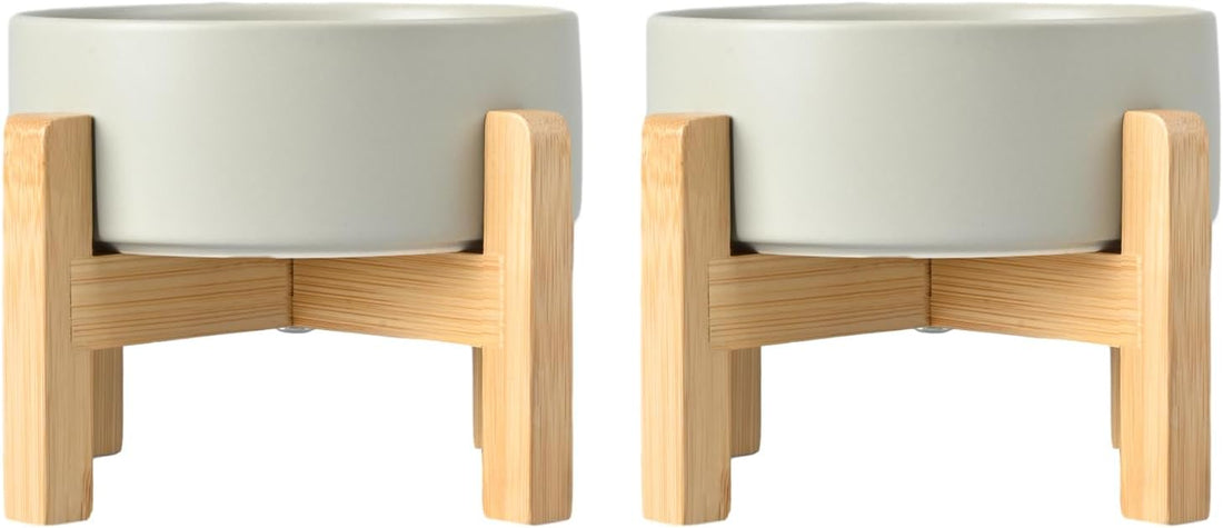 SPUNKYJUNKY Ceramic Elevated Dog Bowls 2 Pack