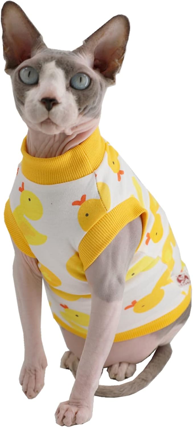 Sphynx Hairless Cat Cotton T-Shirts Cat Apparel Pet Clothes Vest