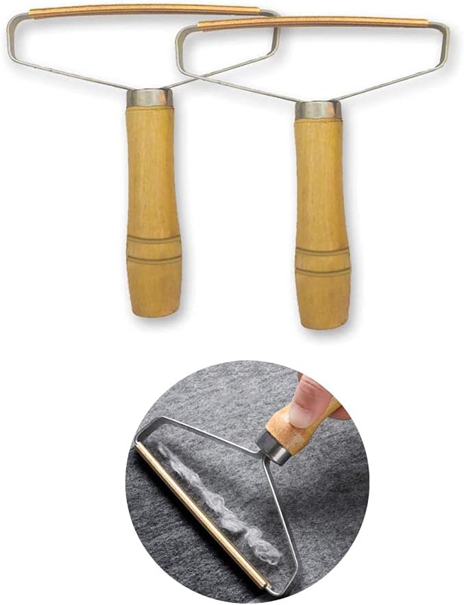 Carpet Pet Hair Remover, Portable Wooden Handle Lint Roller