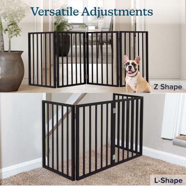 Pet Gate - 4-Panel Indoor Foldable Dog Fence for Stairs, Hallways