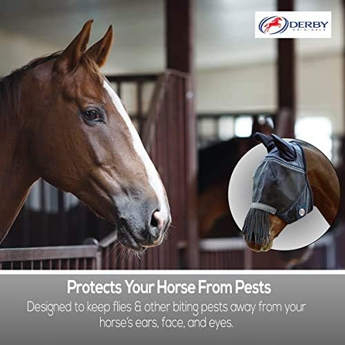 Derby Originals Reflective Safety Horse Fly Mask with Ears and Nose