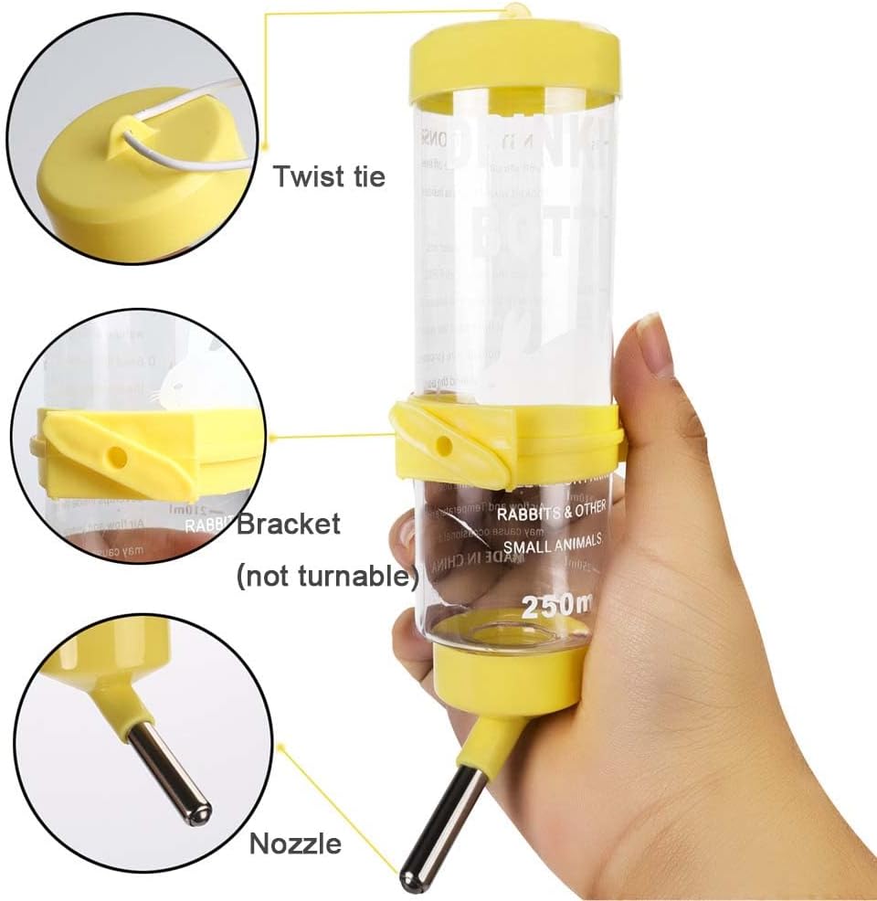 Depets 2PCS 8.45 oz No Drip Small Animal Water Bottle