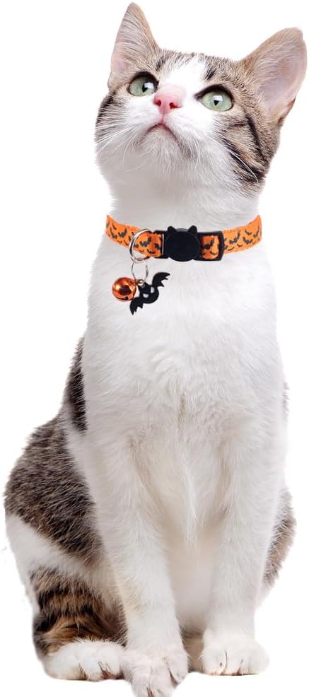 4 Pack Halloween Cat Collar with Bell Breakaway Adjustable for Kitty