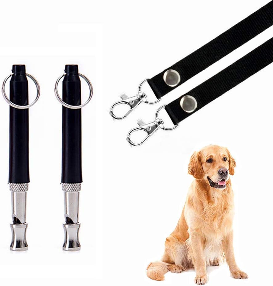 Dog Whistle 2 Pack Adjustable Ultrasonic Silent for Barking & Recall