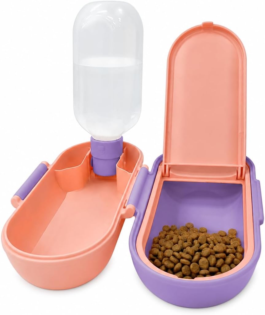2-in-1 Dog Water Bottle & Food Container, Travel Bowl