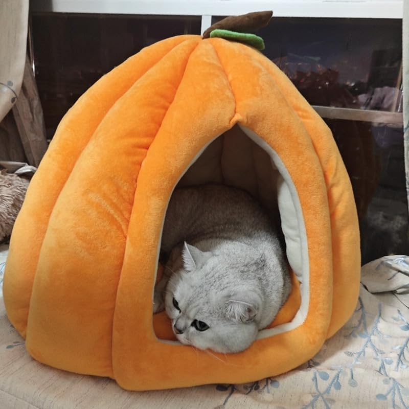 Cat Beds for Indoor Cats,Pumpkin Cat House,Cute Pumpkin Shape Cat