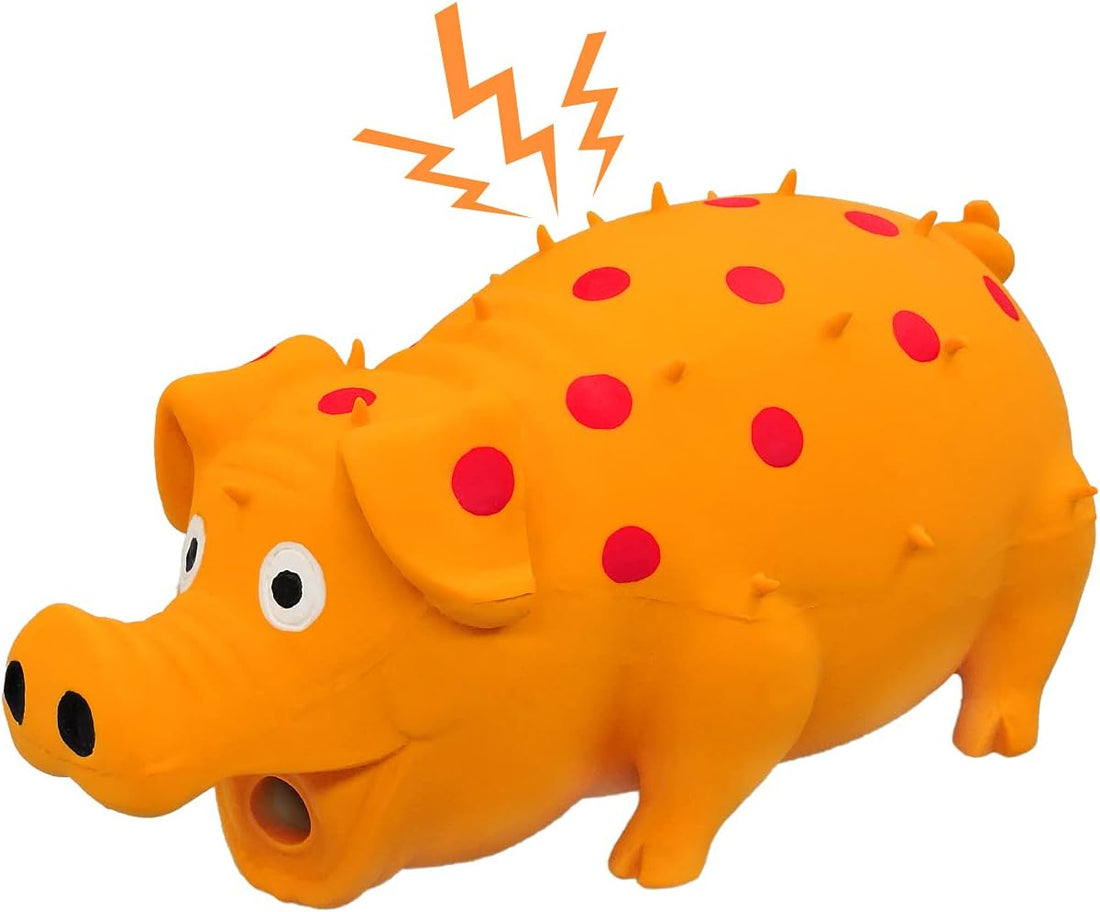 Andiker Dog Squeaky Toy, Dots Latex Dog Chew Toys with a Oinks Sound