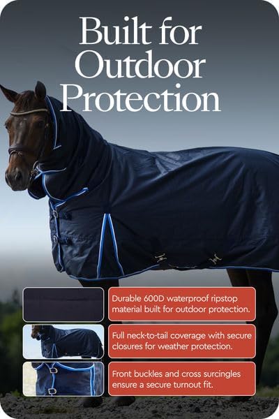 HORZE Glasgow Waterproof Combo Turnout Horse Blankets for Real Horses