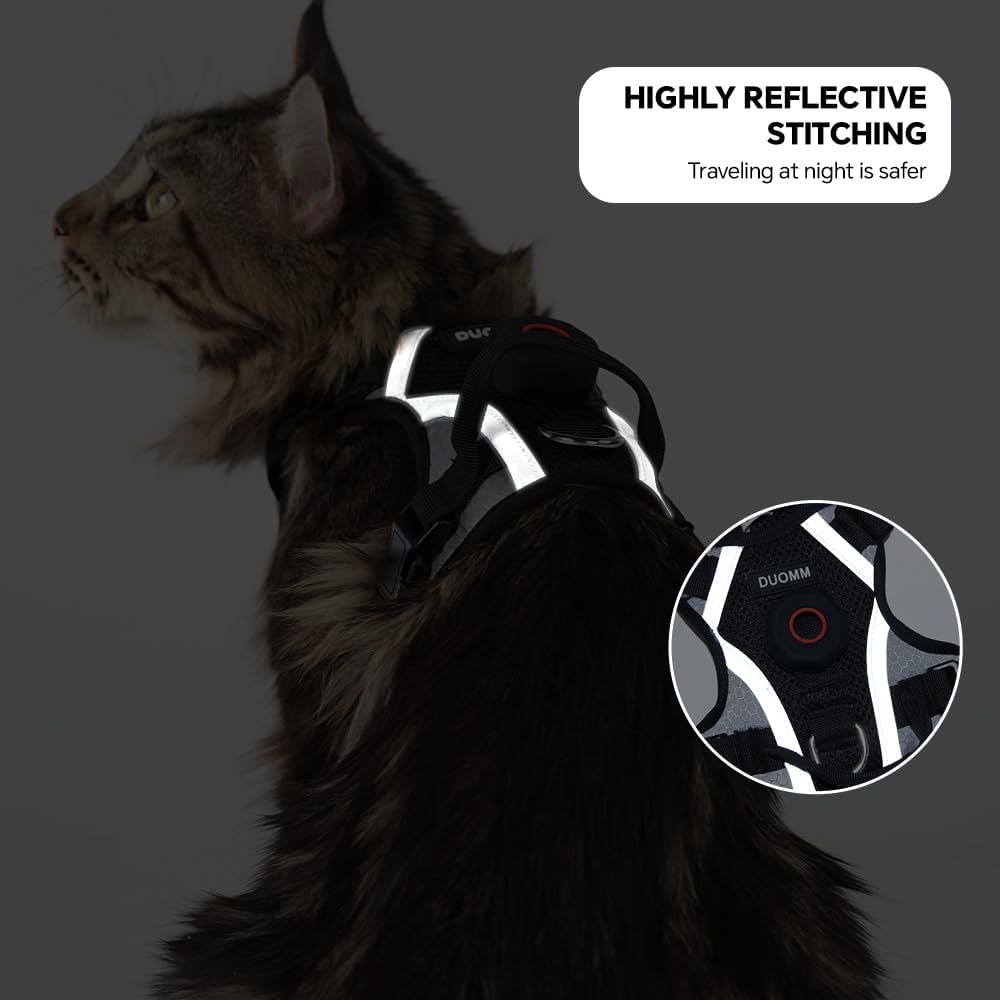 Cat Harness Leash Set with AirTag Holder