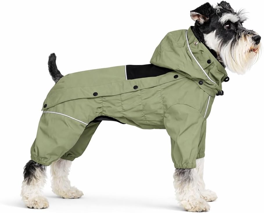 LOVELONGLONG Fleece-Lined Dog Raincoat with Removable Hood