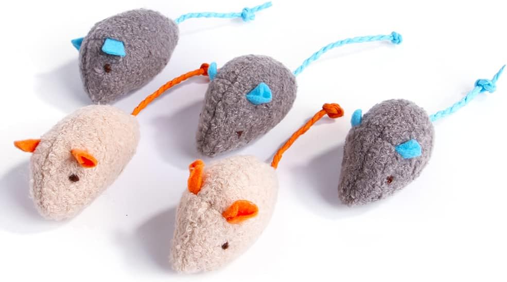 Q.Y.HOME Cat Toy Interactive Toy Plush Mouse Shaped Toy - (3 Pack)
