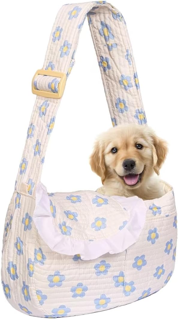 Floral Dog Carrier Sling for Cats & Small Dogs, 5-15Lbs, Medium