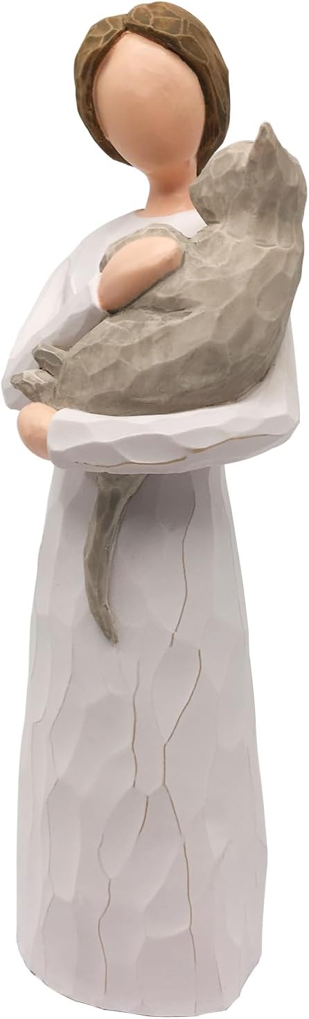 FRUMOASA Cat Angel Figurine 6" Loss of Cat Sympathy Memorial Gift