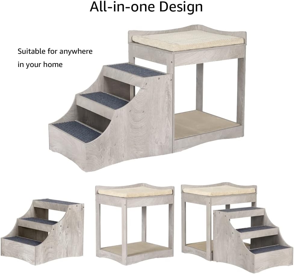 unipaws Pet Bunk Bed with Removable Step for Dog and Cat
