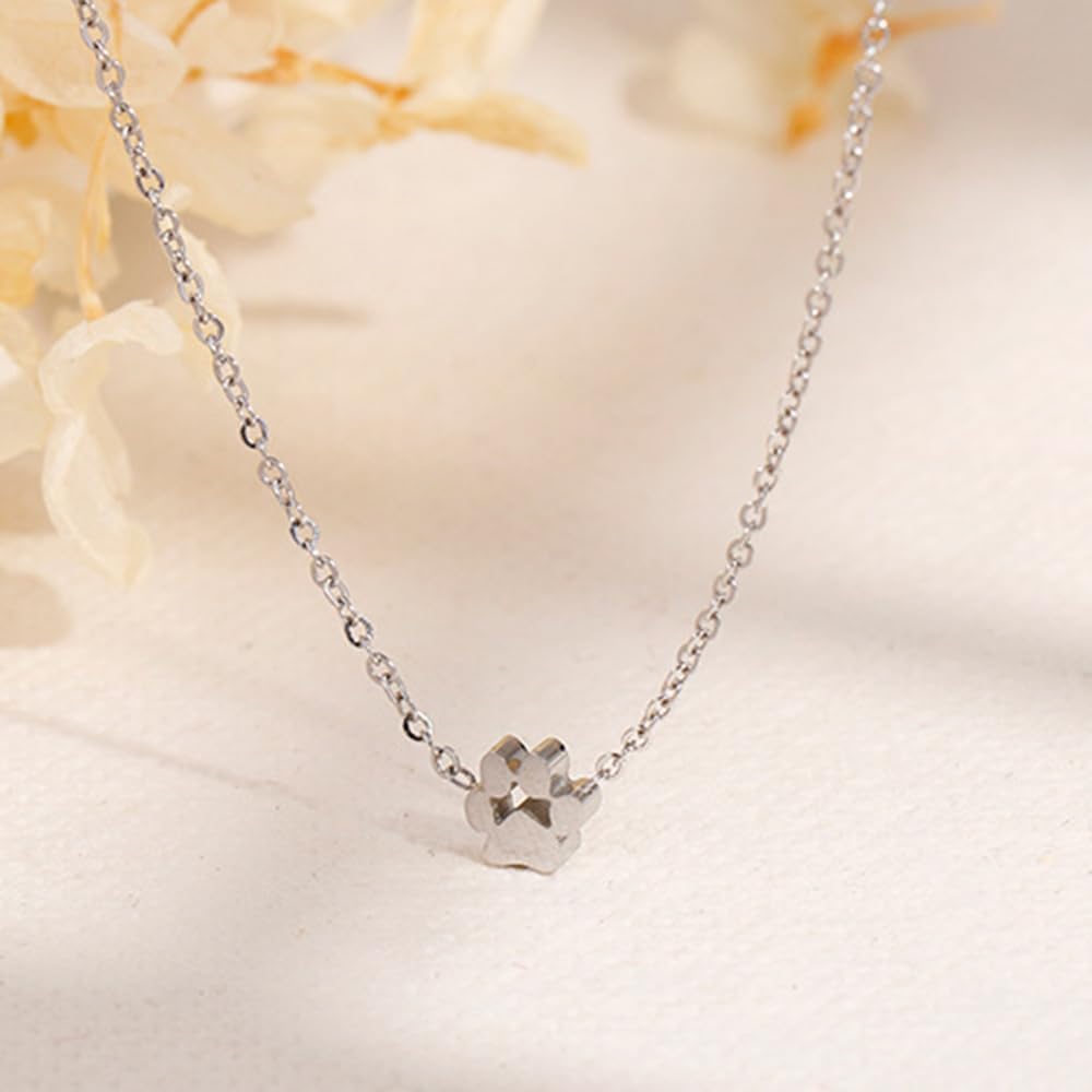 OIDIMS Dog Cat Paw Necklace Lovely Animal Choker Dainty Paw Print