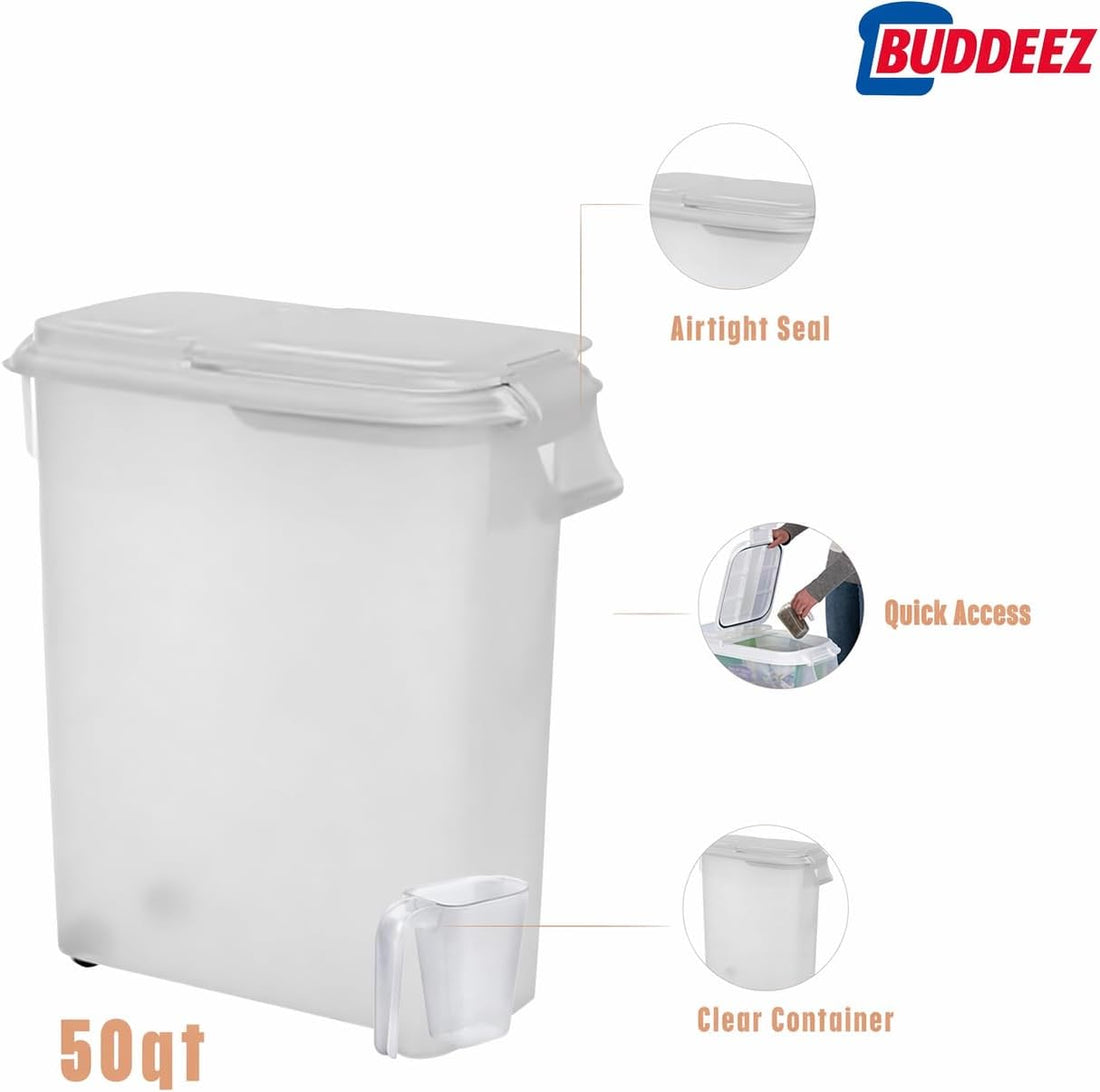 Buddeez Airtight Rolling Pet Food Storage Container, 50 Quart