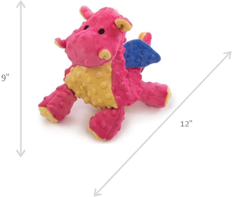 goDog Bubble Plush Dragons Squeaky Dog Toy, Chew Guard Technology