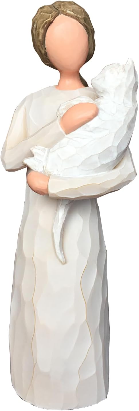 FRUMOASA Cat Angel Figurine 6" Loss of Cat Sympathy Memorial Gift