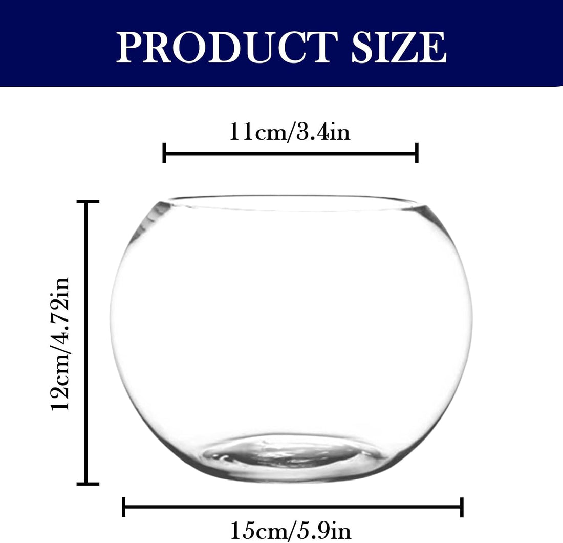 4 Pack Clear Bubble Bowl Glass Vase, 6 inch Fish Bowl Vase