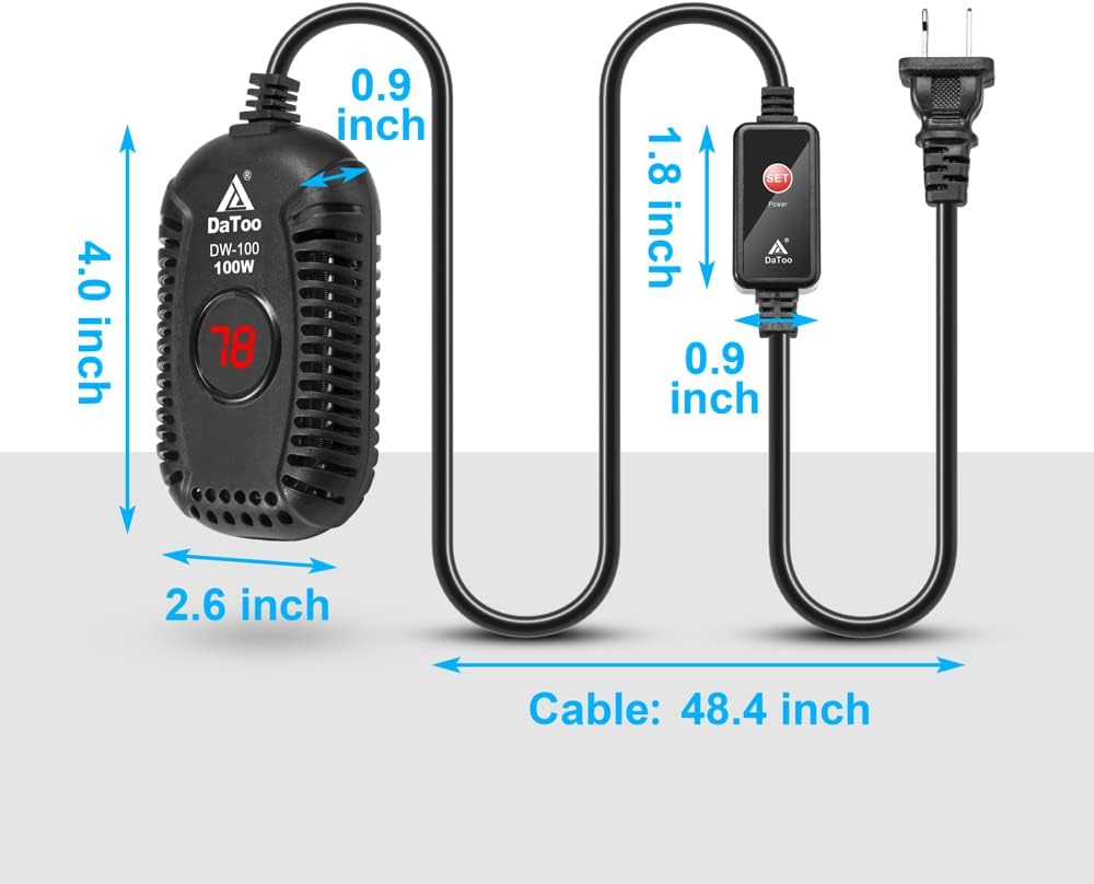 DaToo Small Aquarium Heater 50W Mini Fish Tank Heater 50 Watt