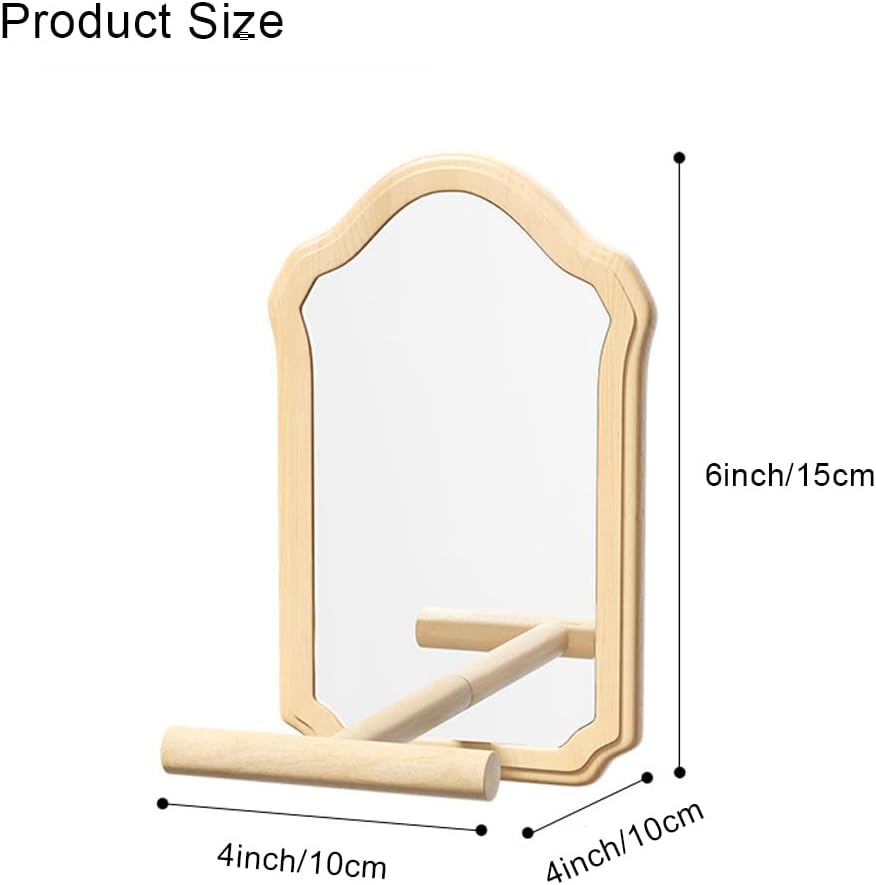 Bird Mirror with Wooden Perch, 15cm Parakeet Toys for Cage