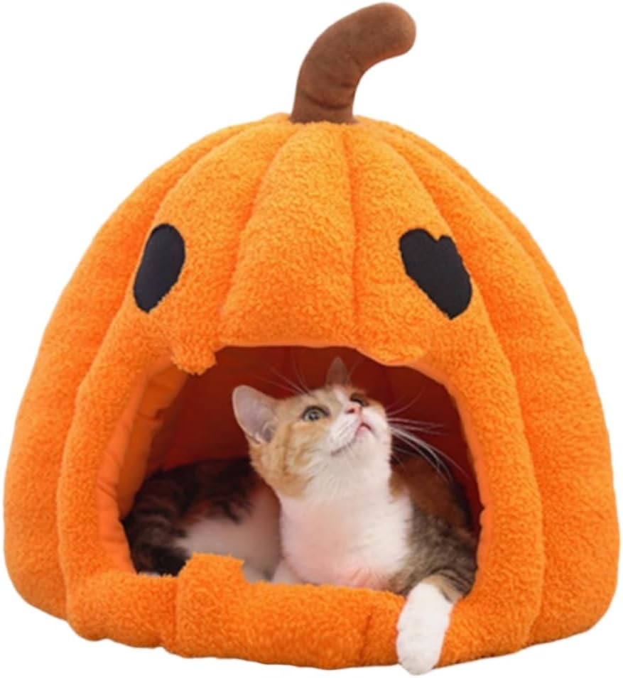 Cat Beds for Indoor Cats,Pumpkin Cat House,Cute Pumpkin Shape Cat