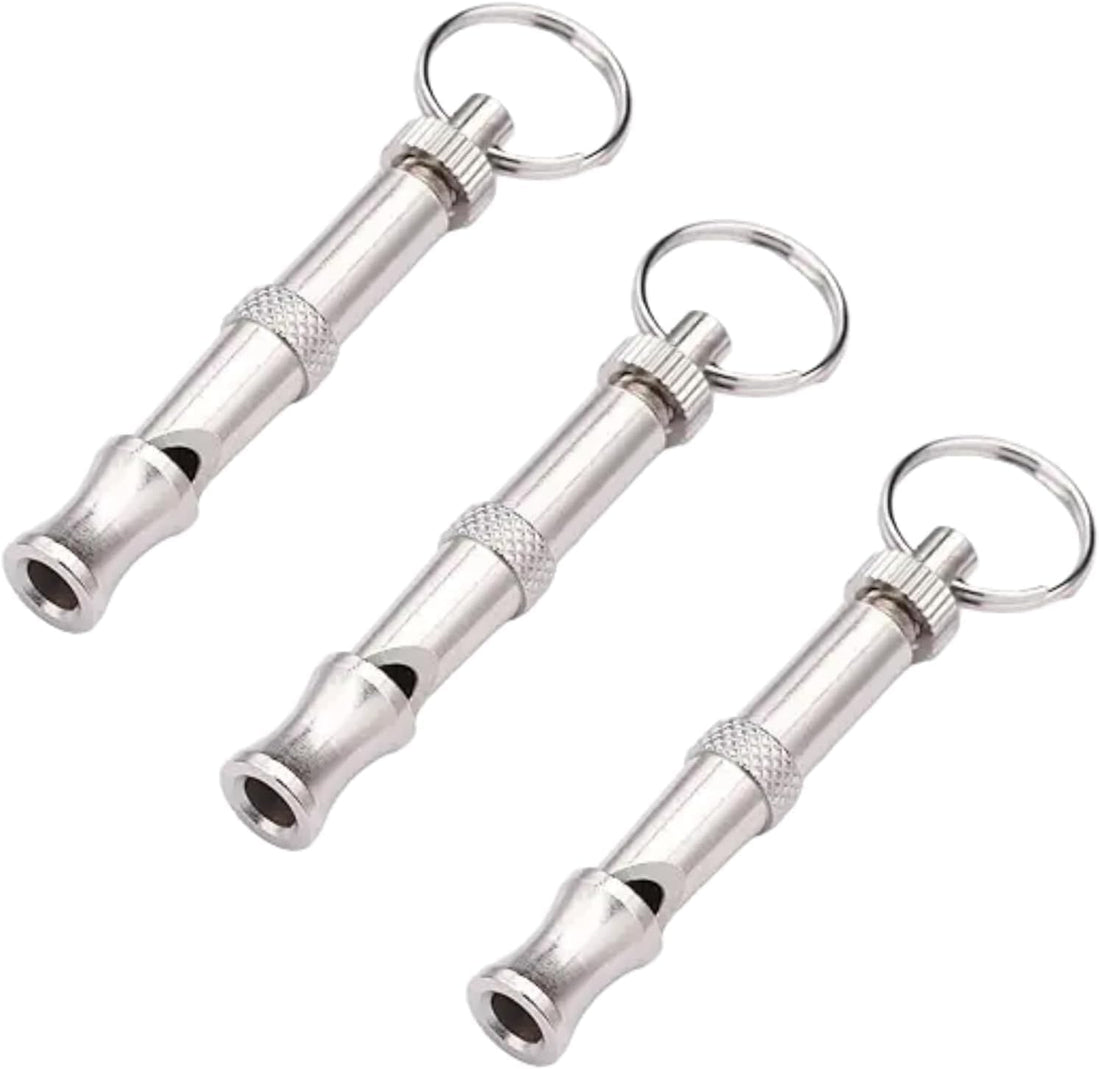 3Pcs Silver Adjustable Ultrasonic Dog Whistle,Portable Whistle Pet