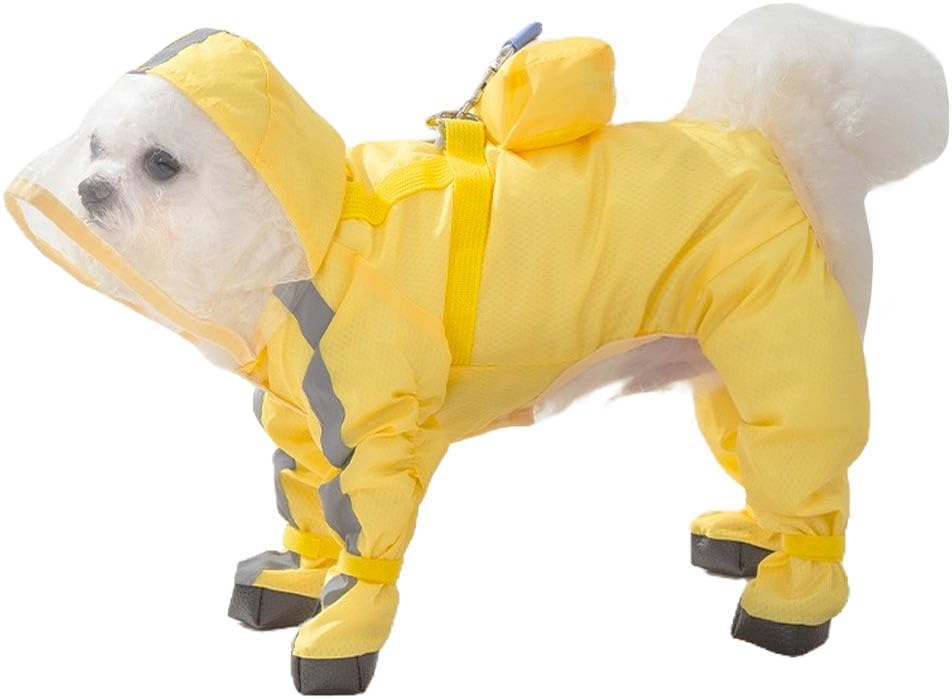 Full Coverage Small Dog Raincoat, Waterproof with Four-Leg Protection