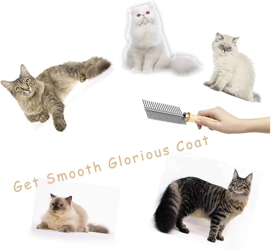 Dog Cat Pet Comb Double-Sided Grooming Brush Metal Comb for Loosening