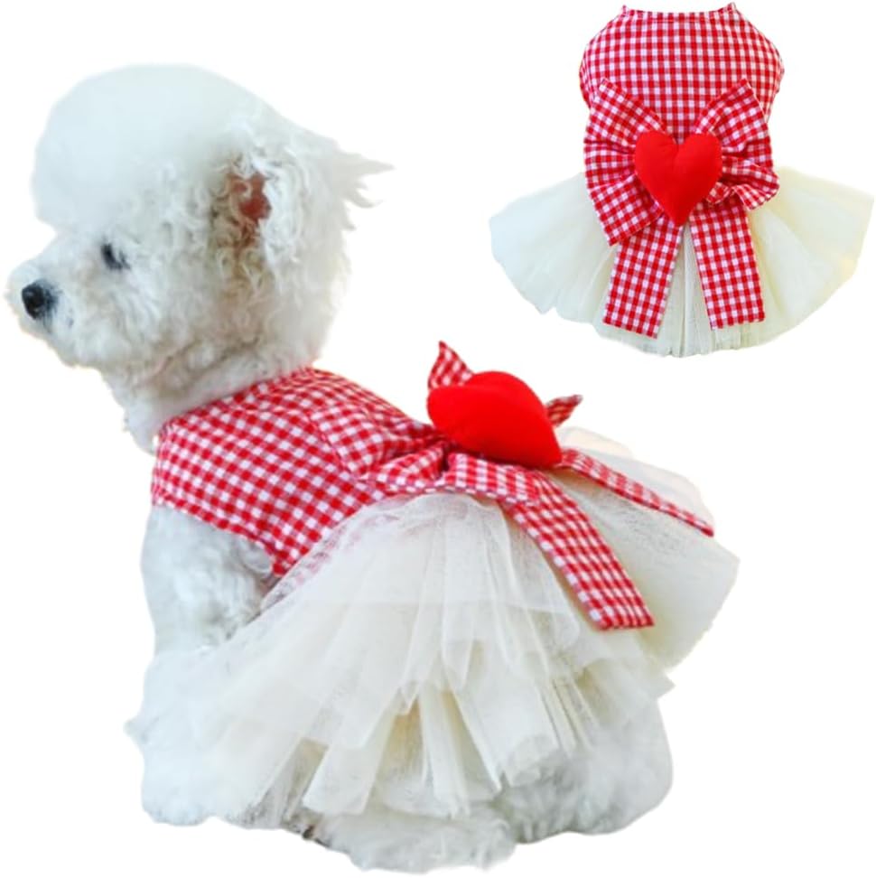 Fancy Dog Dresses with Leash Ring, Embroidered Dog Wedding Dress
