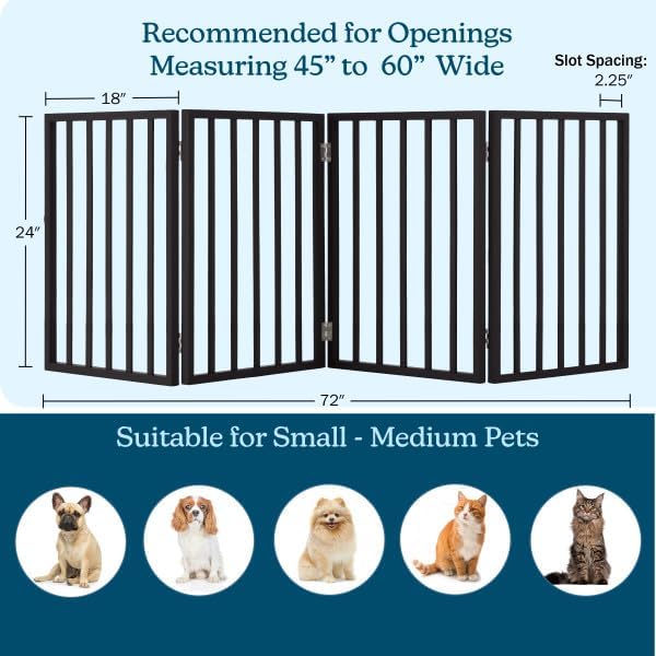 Pet Gate - 4-Panel Indoor Foldable Dog Fence for Stairs, Hallways
