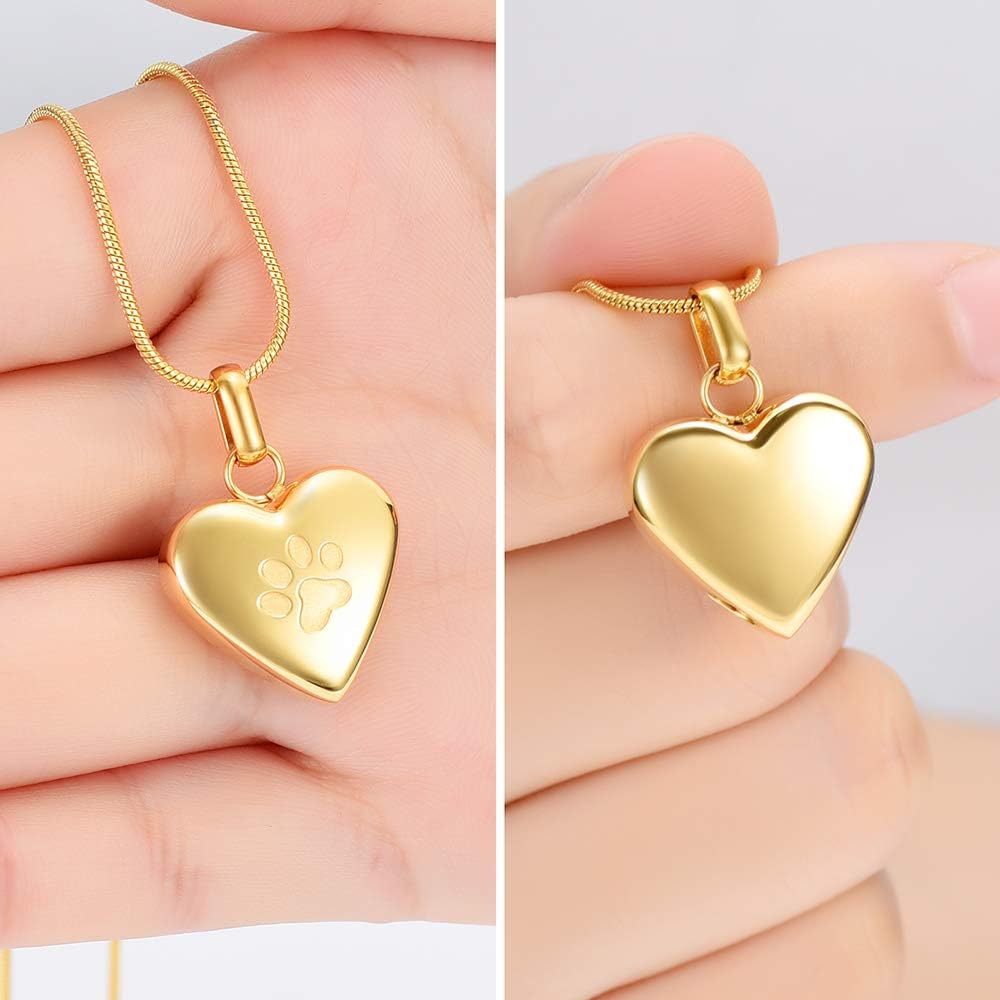 zeqingjw Pet Cremation Jewelry for Ashes Pendant Paw Print Pet Heart